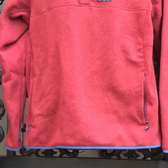PATAGONIA Brick Red Blue Quarter Snap Button Pullover Sweatshirt - Picture 3 of 3
